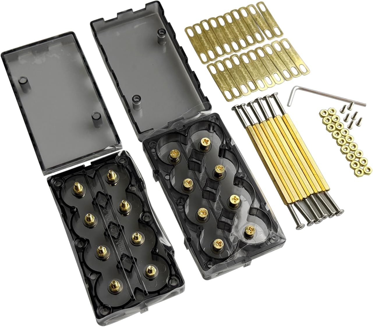 1-Pack 21700 Battery Holder Kit, DIY Energy Storage Bracket, Tool-Free Assembly, PC+ABS Fireproof Case, M3 Copper Screws, Supports 1S8P, 2S4P, 4S2P, 8S1P (2x4 Slot, Batteries Not Included)