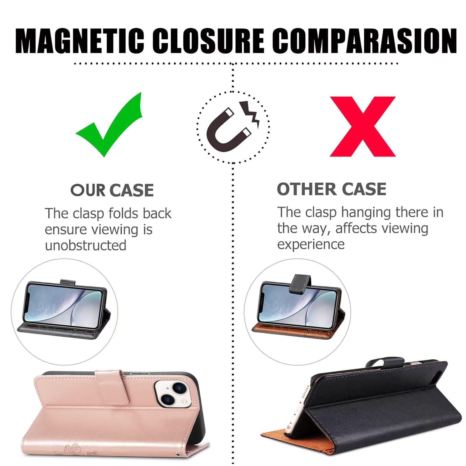 RankOne Skórzane etui do Motorola Moto Edge 60 / Edge 60 Fusion (6,67" cala), Wallet Case z 3 przegródkami na karty 1 przegródka na monety czterolistny wzór koniczyny - niebieski