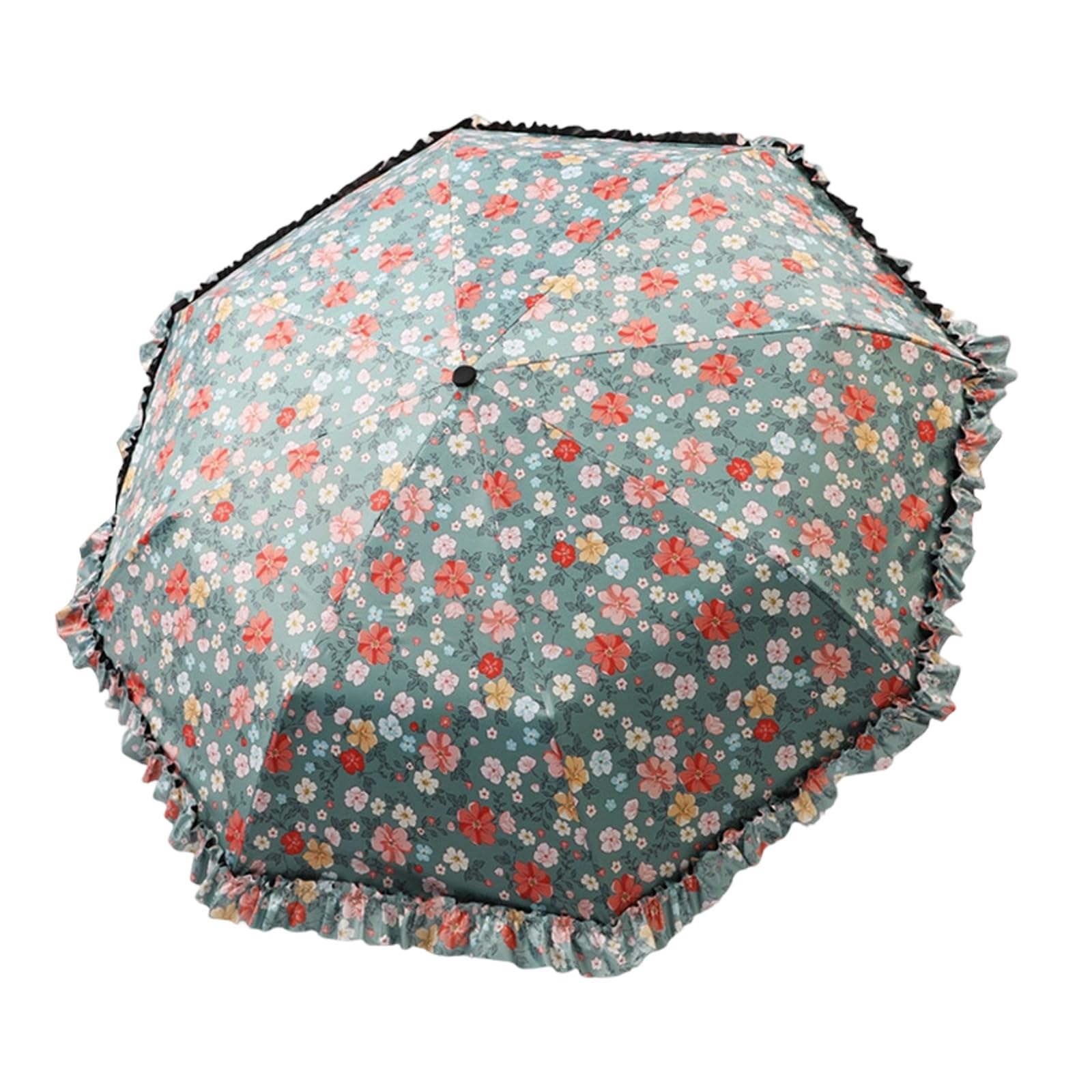 alloneslife Stylish 3 Fold Umbrella with Flower Pattern and Sturdy 8 Rib Construction for Sun Rain Folding Umbrella