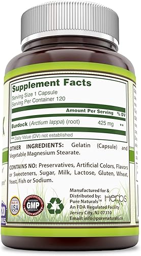 Miniatura 3 de Pure Naturals Raíz de bardana 425mg 120caps