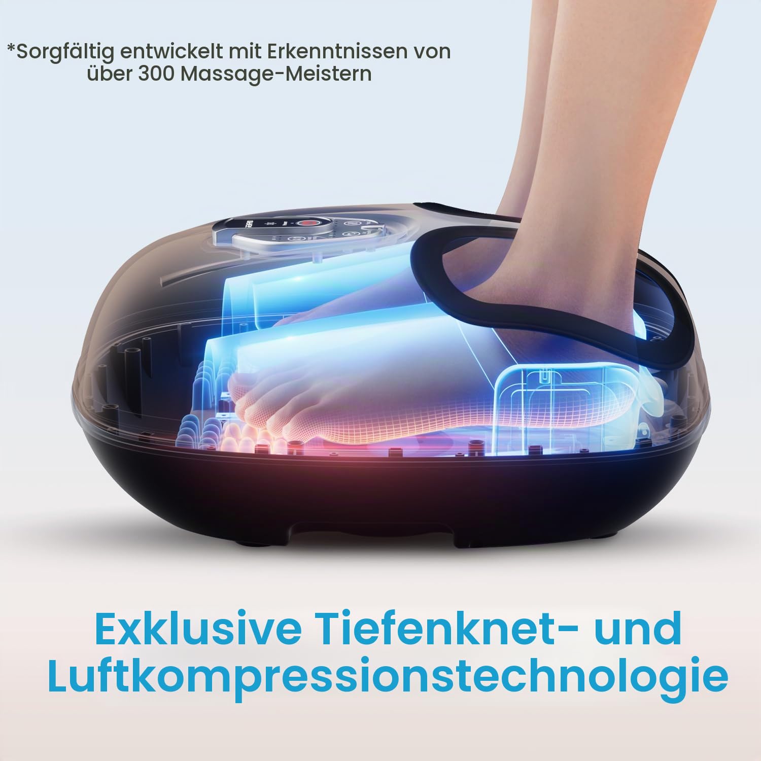 Tragbar Fußmassagegerät mit Wärme, Fussmassagegerät Elektrisch Testsieger | 3D-Knetrollen, Shiatsu-Massage & Luftkompression mit 3 Verstellbaren Intensitäten, Geschenk für Männer, Braun