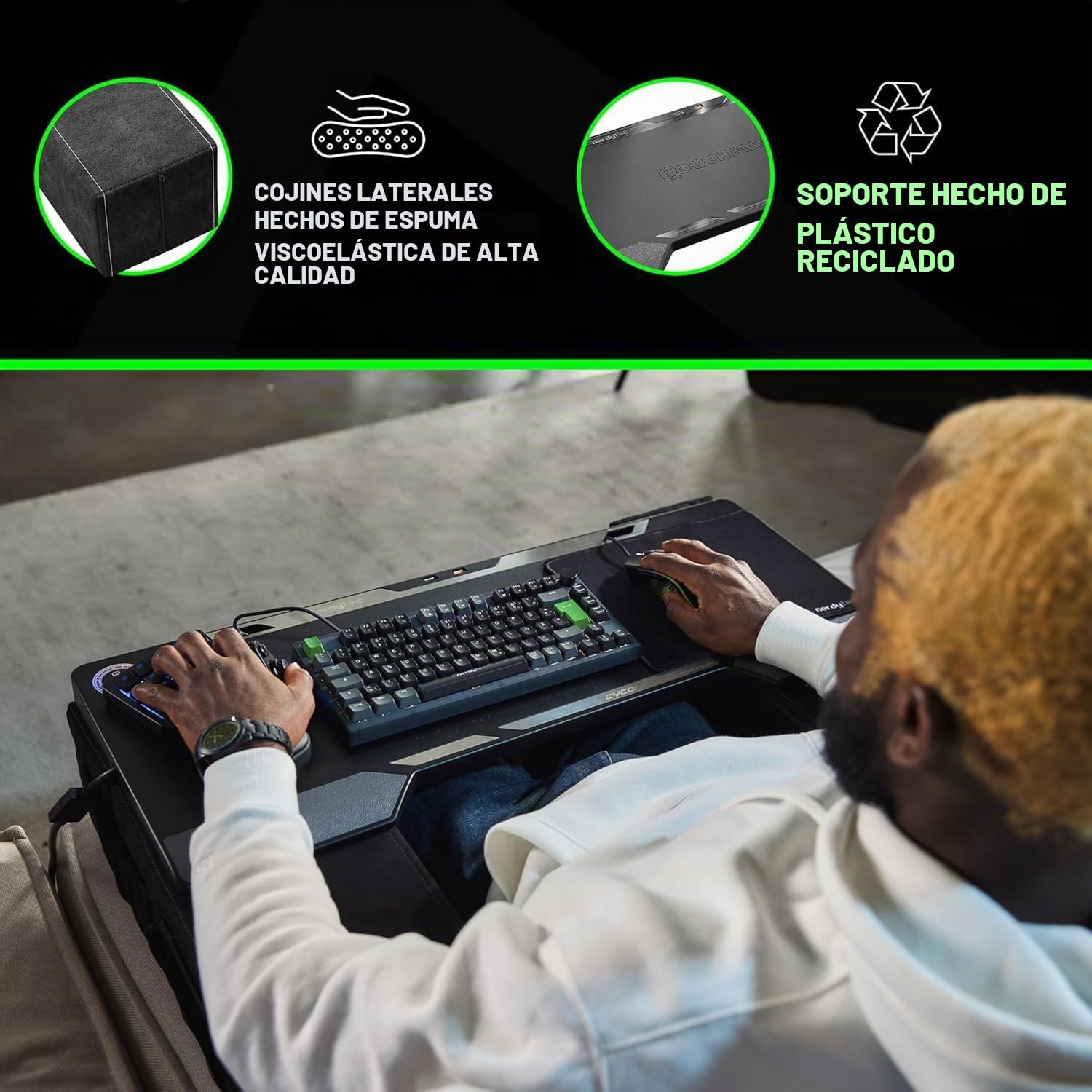 Couchmaster® CYBOSS - Escritorio ergonómico y Extra Grande para portátiles, periféricos inalámbricos y Uso en el sofá/Cama