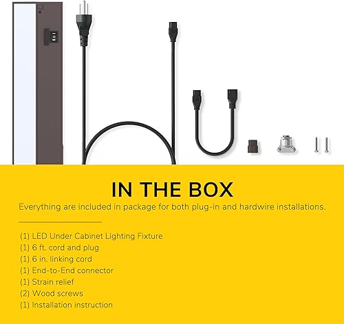 Miniatura 7 de Luz LED GetInLight, regulable, con certificación ETL, para debajo de los armarios, con 3 niveles de color blanco cálido 2,700 K, blanco suave 3,000