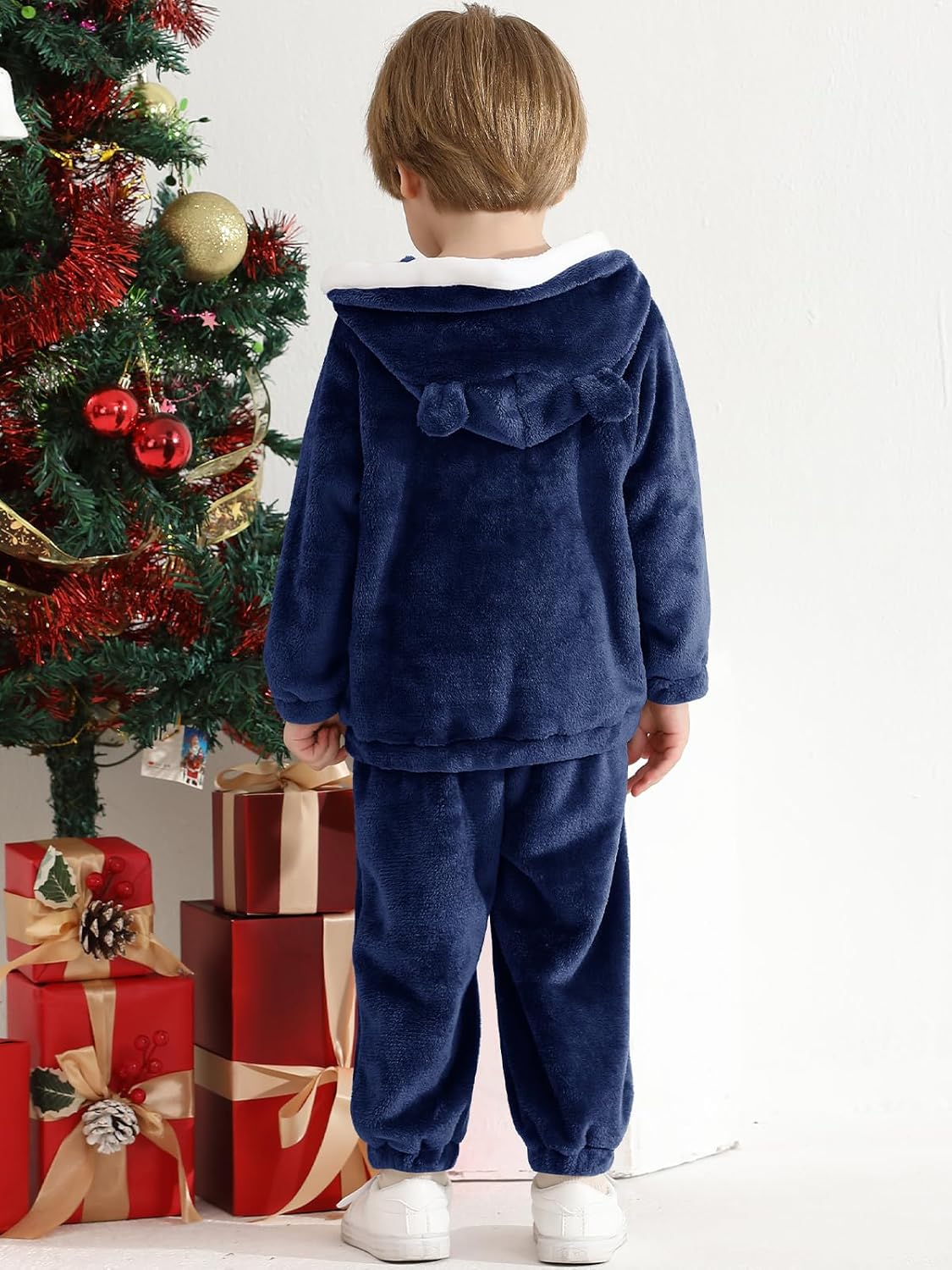 WISREMT Toddler Fleece Tracksuit Sets Girls Boys Christmas Fuzzy Sweatsuit Winter 2 Piece Outfit Warm Sweatshirt Jogger Pants - Image 4
