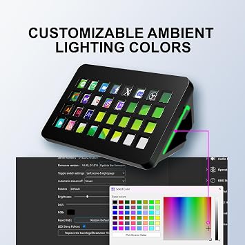 TreasLin/VSDinside XL Streaming Deck & Macro Keypad – 32 Customizable Keys with Scroll Wheels + RGB Light, Programmable Shortcut Keyboard for Gamers Creators Work on OBS Twitch Zoom Teams PS Excel