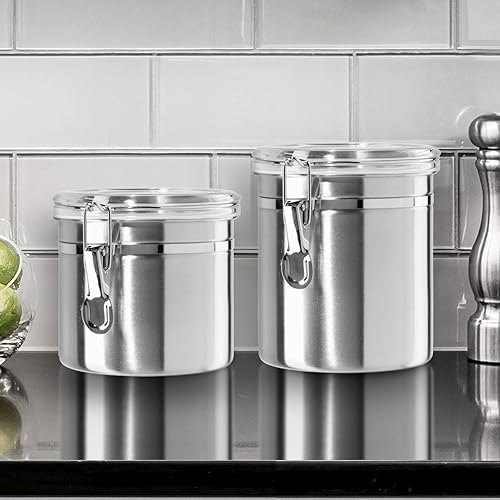 Miniatura 2 de Frasco hermético Oggi de acero inoxidable con tapa transparente y cierre de sujeción, Plateado