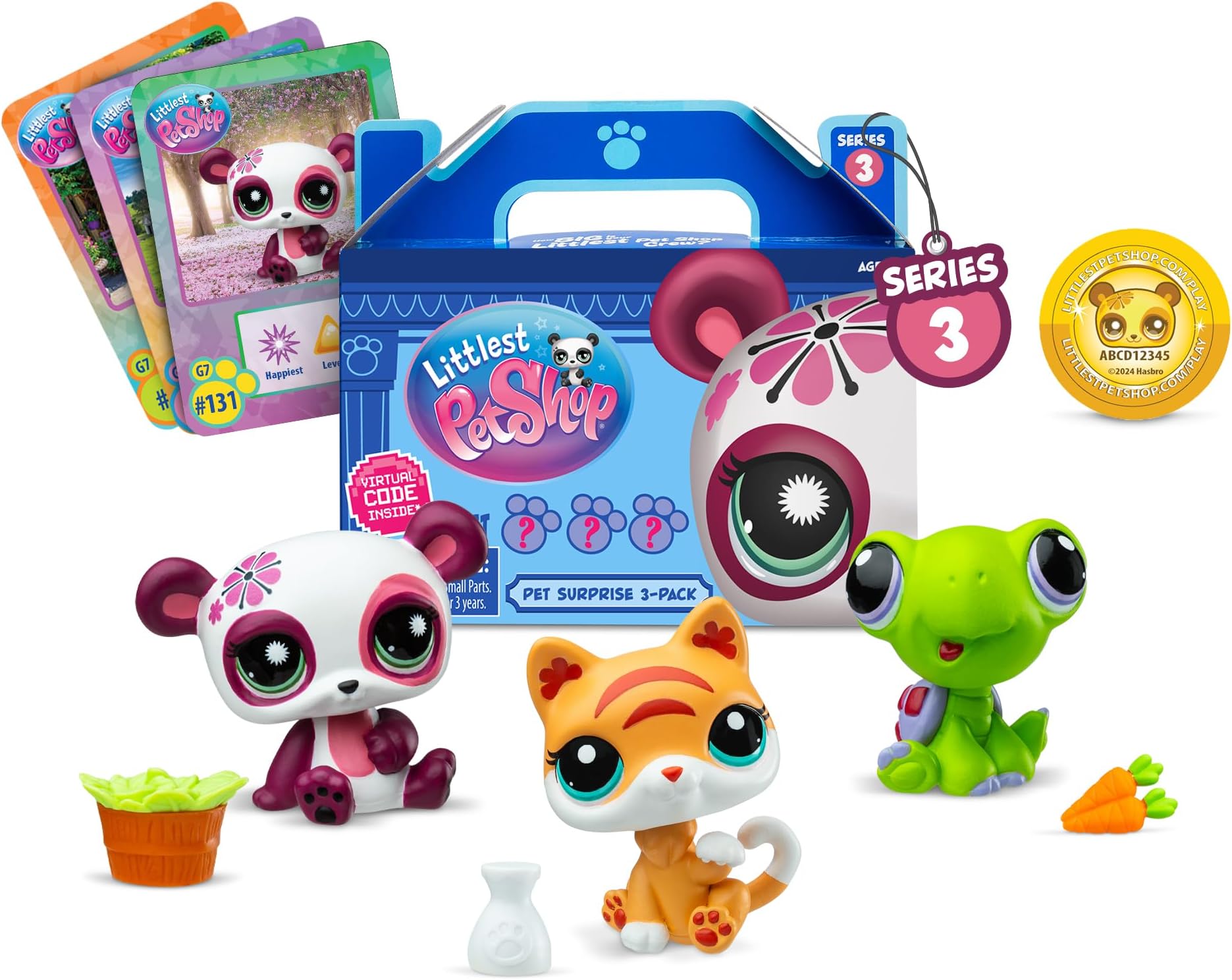 Pet Surprise 3-Pack - Series 3, Gen 7 Authentic LPS Bobble Head Toy Figure, Collectible Toy Animal, Ages 4+