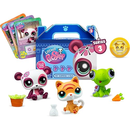 Littlest Pet Shop - Pet Surprise 3-Pack - Series 3, Gen 7 Authentic LPS Bobble Head Toy Figure, Collectible Toy Animal, Ages 4+