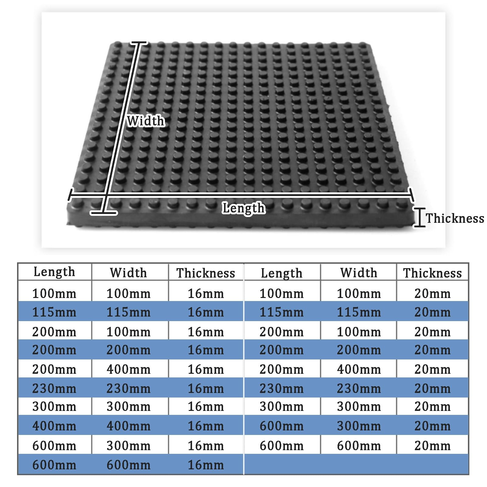 Geräuschdämmende Pads, Stoßdämpfende Gummi Matte für Klimaanlage Audiosystem, Rutschfeste Anti Vibration Füße, Isolierunterlage für Drucker, Kratzschutz Boden(600 * 600mm,20mm)