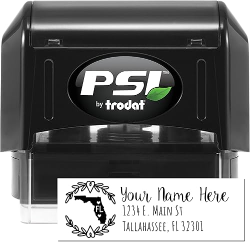 Miniatura 385 de State Love - Sello de dirección autoentintado para Texas, caja rosa, púrpura o negra, impresiones limpias y nítidas, diseño rectangular, tamaño 7/8