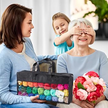 INSCRAFT 48 PCS Crochet Yarn Kit, 1400 Yards 40 Colors Acrylic Yarn Skeins, 2 Crochet Hooks, 2 Weaving Needles, 4 Stitch Markers, 1 Bag, for Crocheting & Knitting, Gift for Beginners and Adults