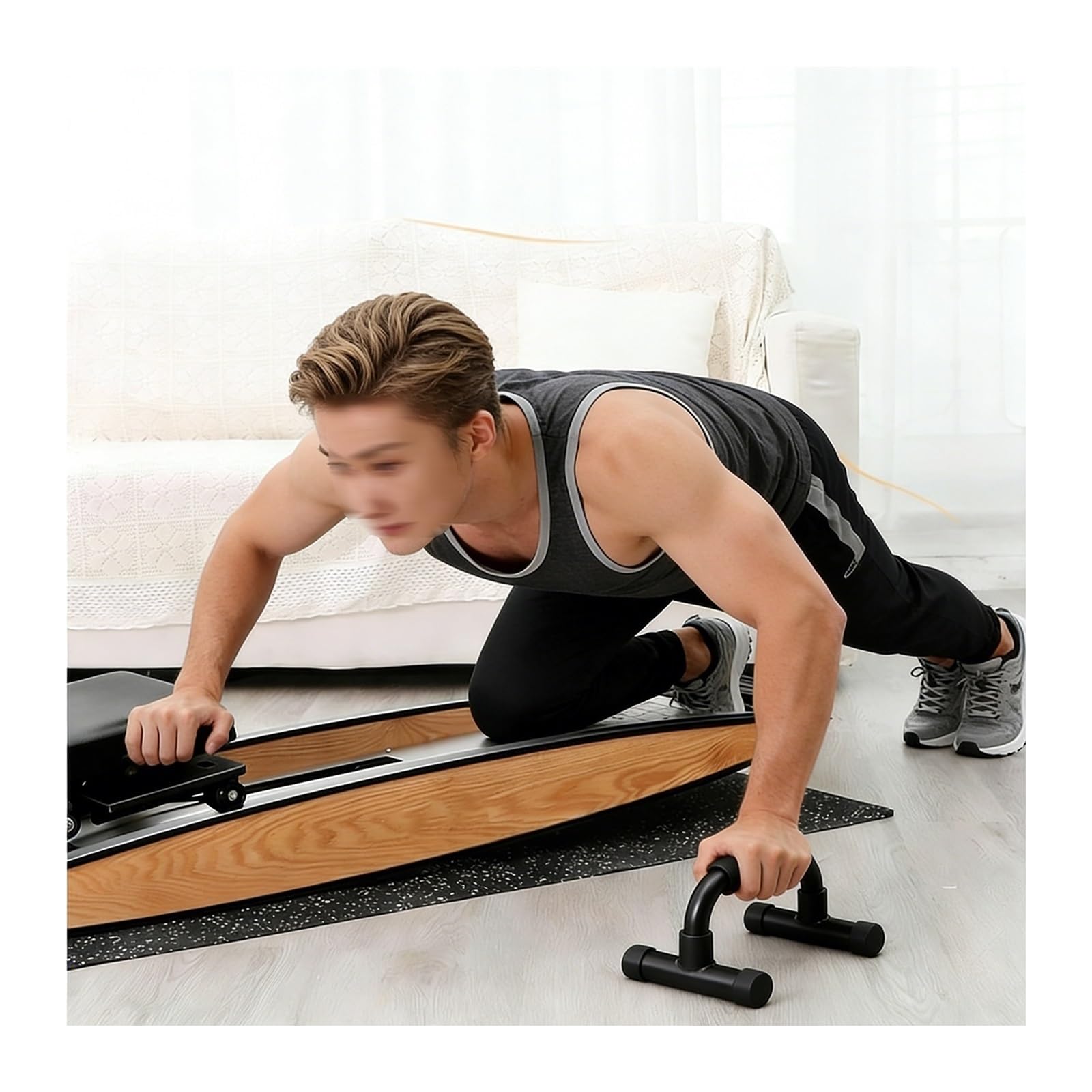 Macchina da sci dal design ergonomico for palestra domestica, macchina for esercizi di sci, con bastone da passeggio e tappetino, regolazione della resistenza, 0-100 kg, migliora forza e flessibilità