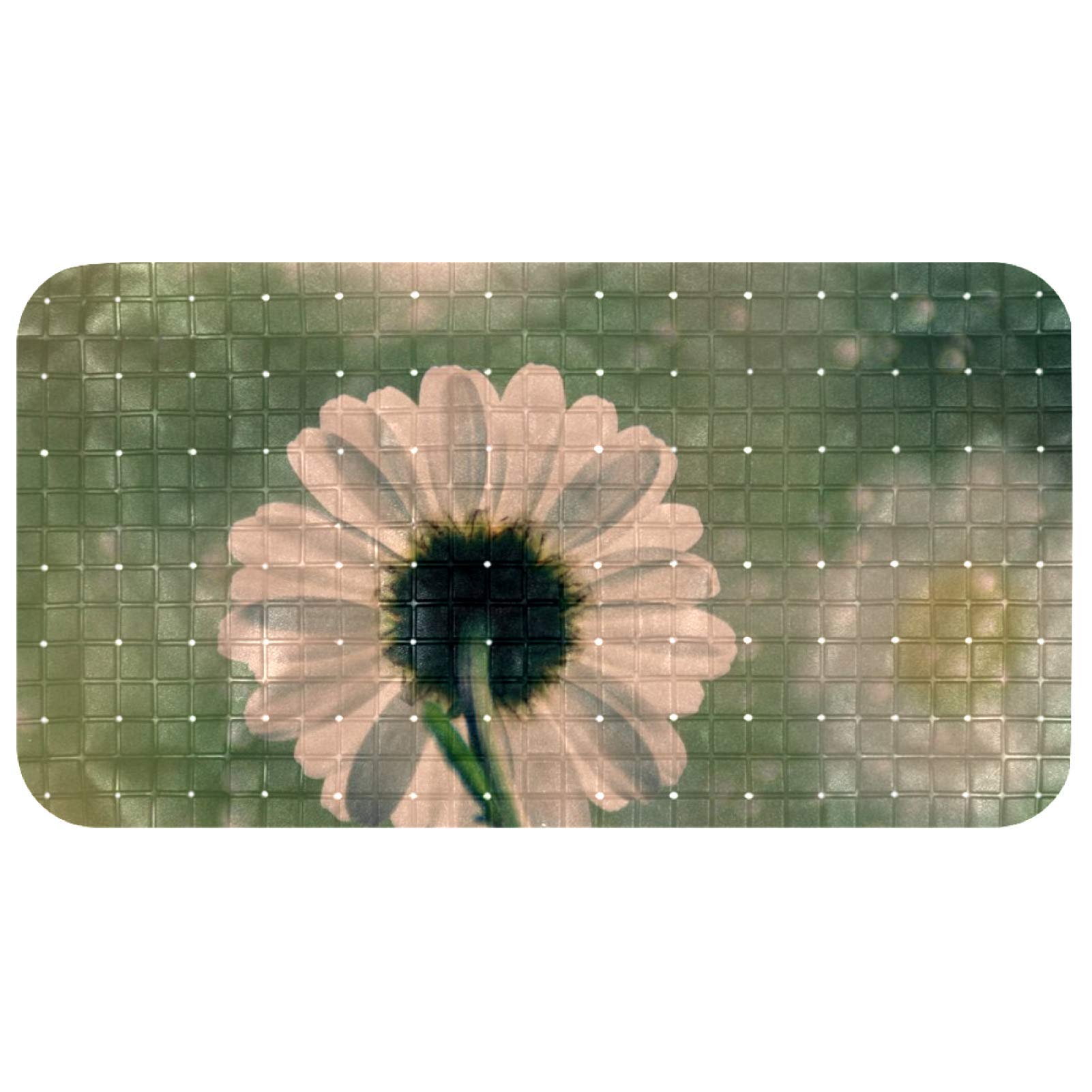 Alfombrilla de baño infantil y adulto Bennigiry ovalada con diseño flor de Partysu
