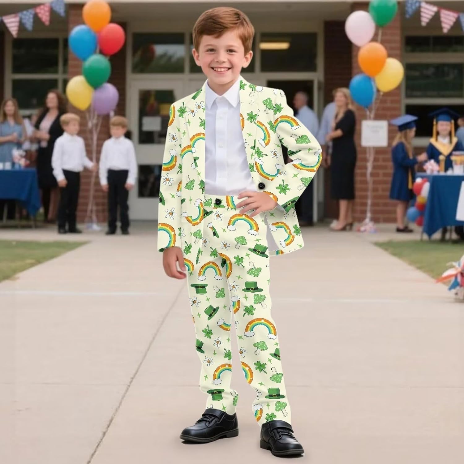 Suit Set for Boy, Soft 2 Piece Blazer Set Formal Slim Fit Tuxedo Outfit Lapel Blazer Jacket and Pant Size 5-14 Years