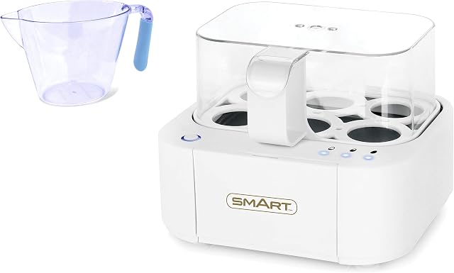 SMART Voice Egg Steamer/Boiler/Cooker Bundle with Free Measuring Jug - Spoken alerts When Soft, Medium or Hard Boiled, Swiss Design, Removable Stainless Steel Pan with Teflon Coating, 6 Egg Capacity