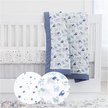 aden + anais Essentials 3-Piece Crib Bedding Set, Baby Bedding Bundle, Cotton Blanket, Crib Sheet, Crib Skirt, Time to Dream