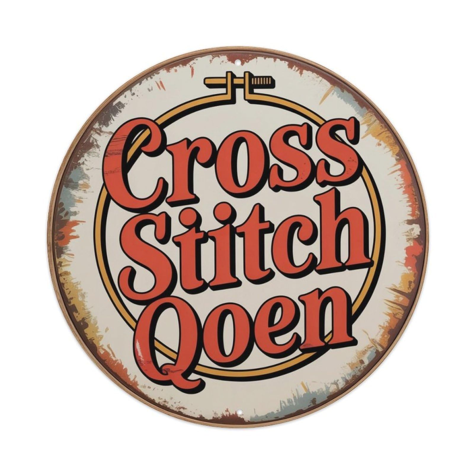 Cross Stitch Metal Tin Sign Plaque