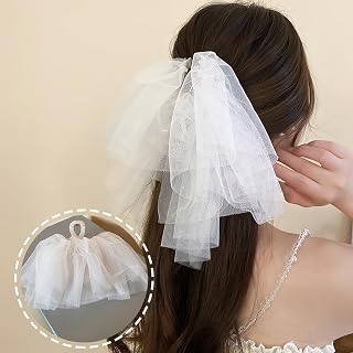 Wedding Veil Claw Clip Short White Bride Veil Halloween Lolita Bow Decorations Hair Clip Bachelorette Party Shower Party Accessories for Bride Bridesmaid Gift