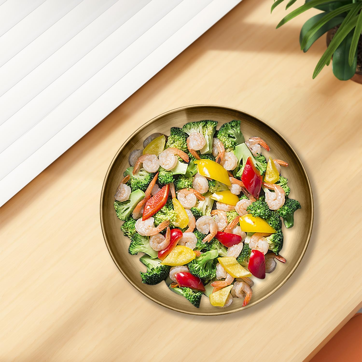 Stainless Steel Plates Metal Gold Dinner Plates Unbreakable Dinner Dishes Plates Set for Barbecue Kitchen Home Camping Outdoor Party (9inch 10Pcs)