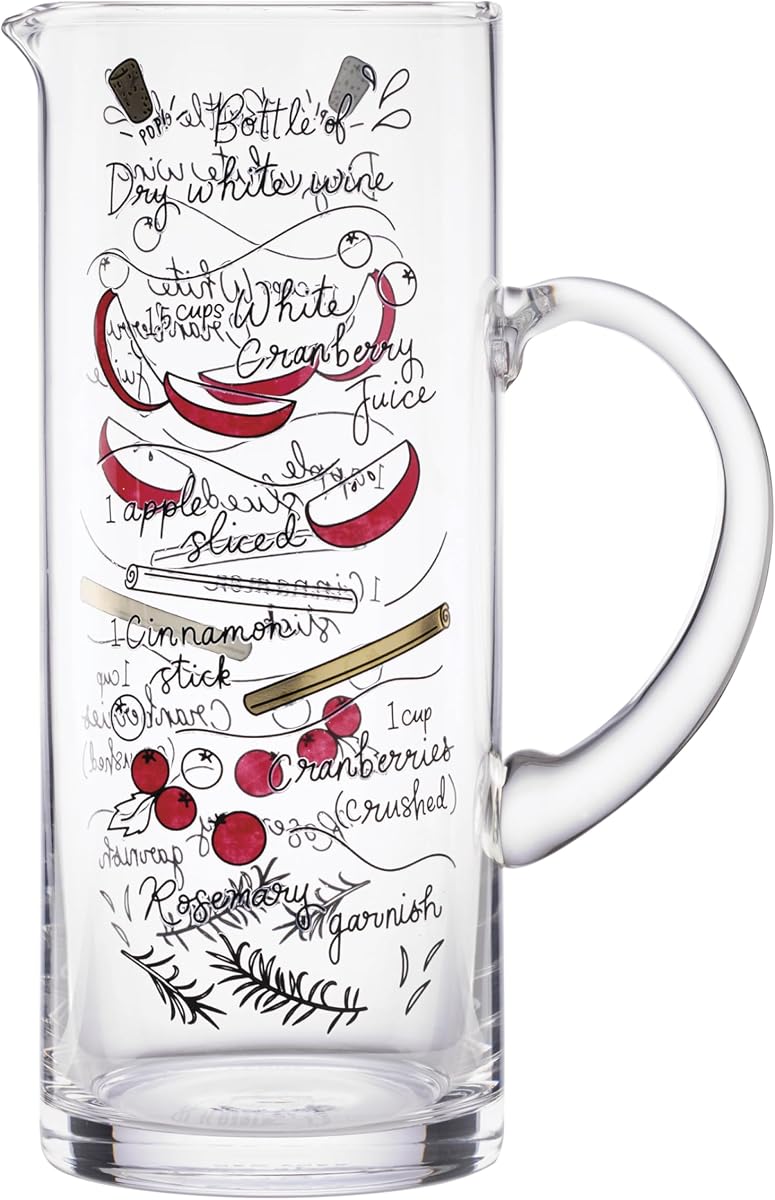 Kate Spade New York Jarra Make Merry Christmas, 52 oz | apto para lavavajillas | regalo festivo de hospedaje festivo | 10 pulgadas, 52 oz, decoración de cocina navideña, regalo para mujeres