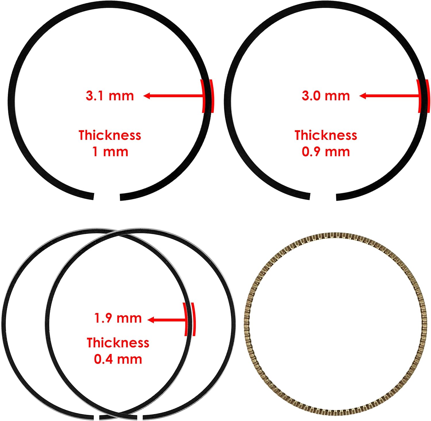 Caltric Piston and Piston Ring Kit Compatible with Kawasaki Teryx 800 KRF800 2014-2023 / Teryx 4 800 KRT800 LE 2014-2023