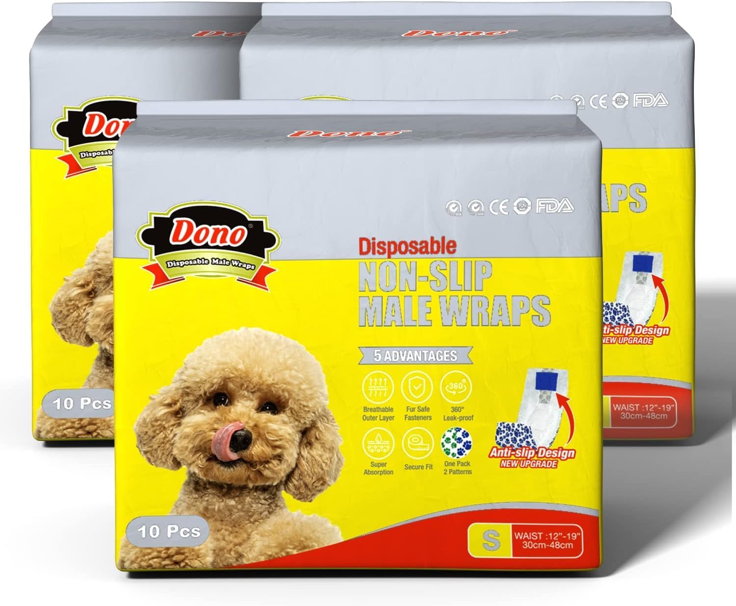 Dono Disposable Male Dog Wraps, Non-Slip Design Male Dog Diapers Puppy Doggy Super Absorbent Leak-Proof Fit Excitable Urination, Incontinence (B0D97N8HSY) Amazon Price History, Amazon Price Tracker