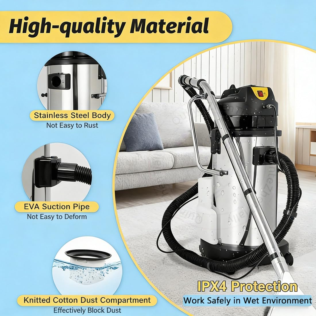 Máquina Portátil Limpieza Profunda 1034w,Máquina Limpieza Alfombras Comercial,Aspiradora Seco Húmedo con 2 Depósitos Agua Independientes,para Alfombras,Suelos,Sofás Cortinas 20L