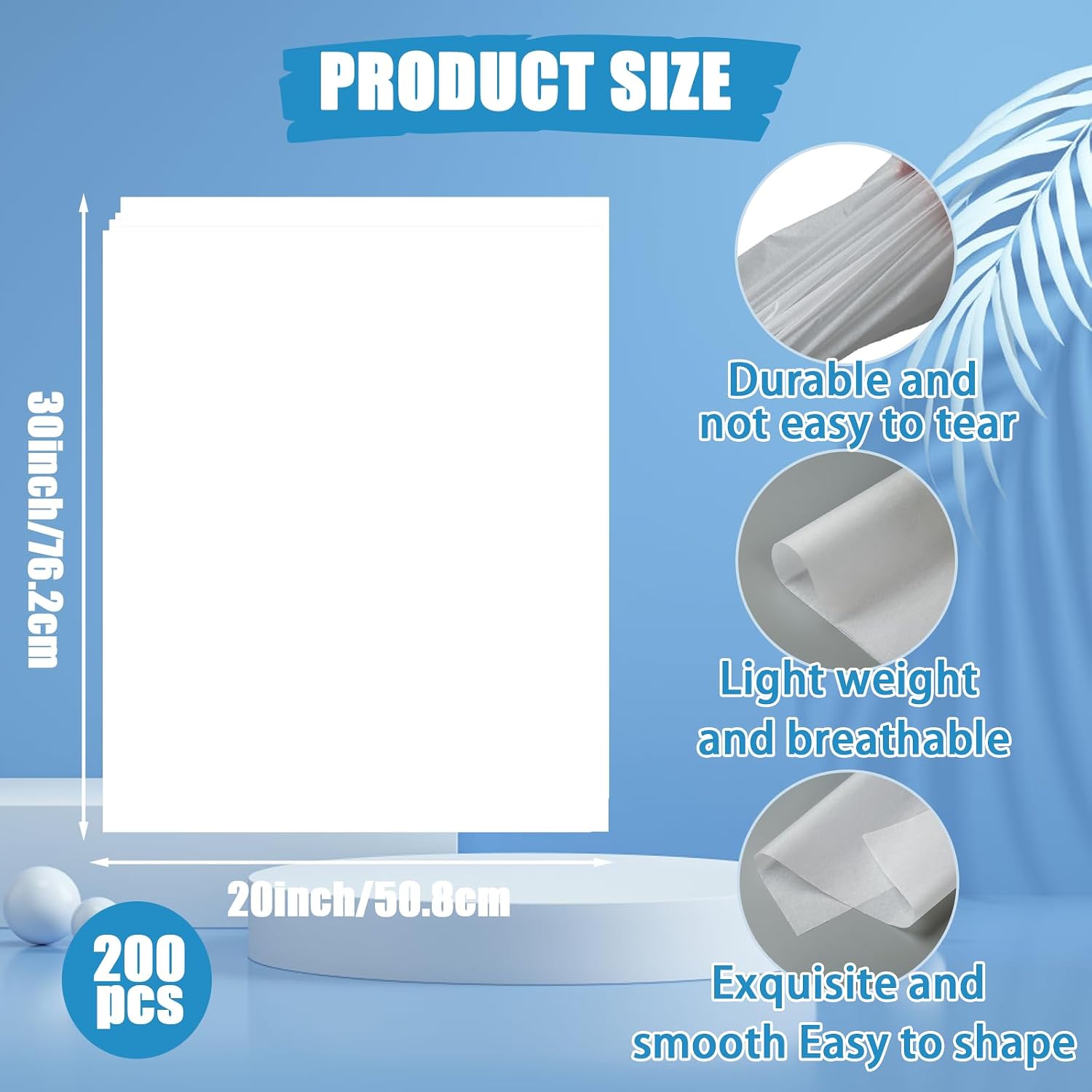 200 Pcs Acid Free Archival Tissue Paper Archival Packing No Acid Unbuffered Interleaving White Tissue Paper Bulk for Storing Clothes Textiles Jewelries (20×30 inch)