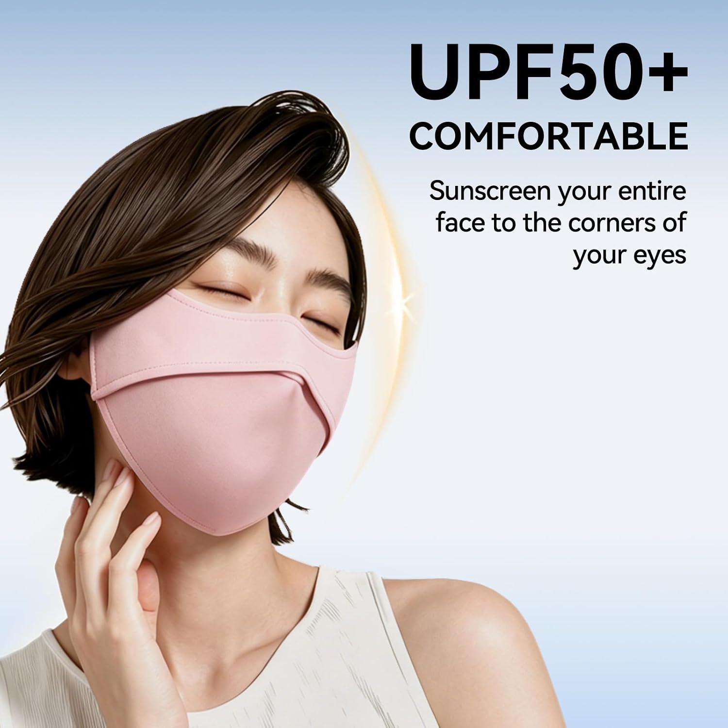 UV Sun Protection Face Mask 2 Pack UPF50+ Cooling Breathable with Adjustable Ear Loops Outdoor Daily wear Women