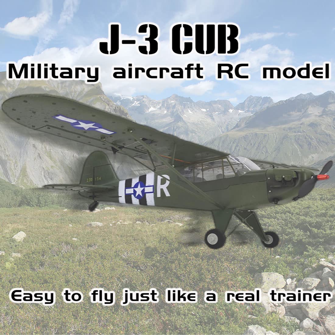 Samolot RC 1/16 WWII Cub RC samolot do latania na świeżym powietrzu i zabawy w klubie, stabilizowany żyroskopem 4-kanałowy bezszczotkowy samolot wojskowy - łatwa kontrola, trwały EPP, długa