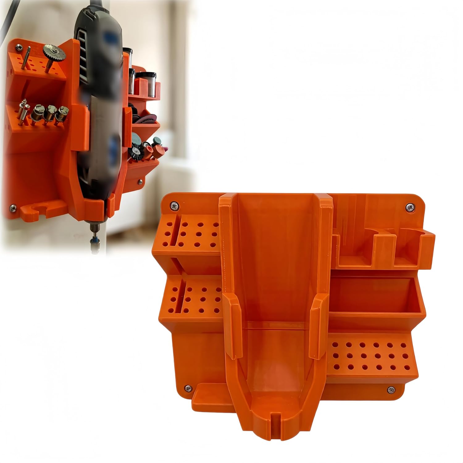 Wall Mount Holder compatible with Dremel 3000/4000, Rotary Tool Wall Storage Rack with Drill Bits Organizer, Space Saving Workshop Tool Holder for Garage Workbench