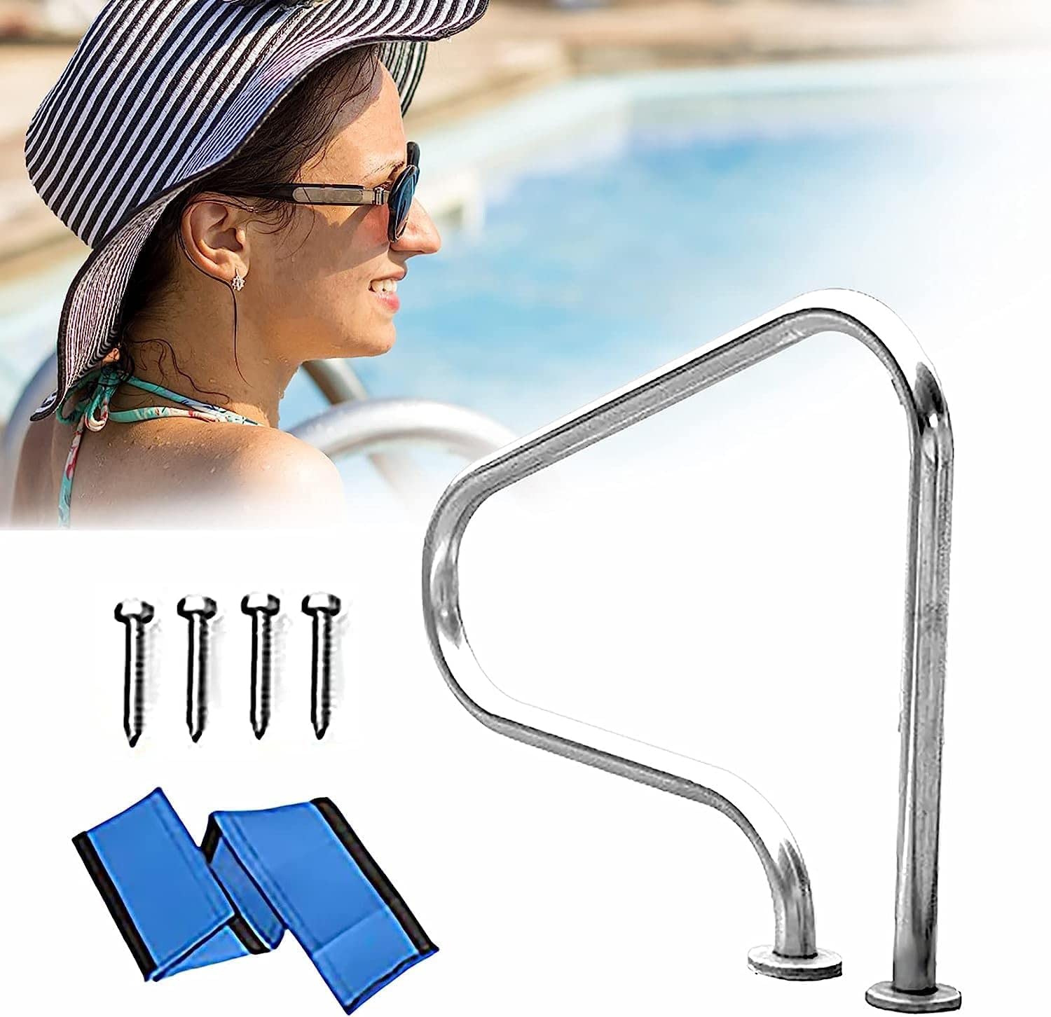 Main courante de piscine antidérapante de 80 cm en acier pour éviter les chutes
