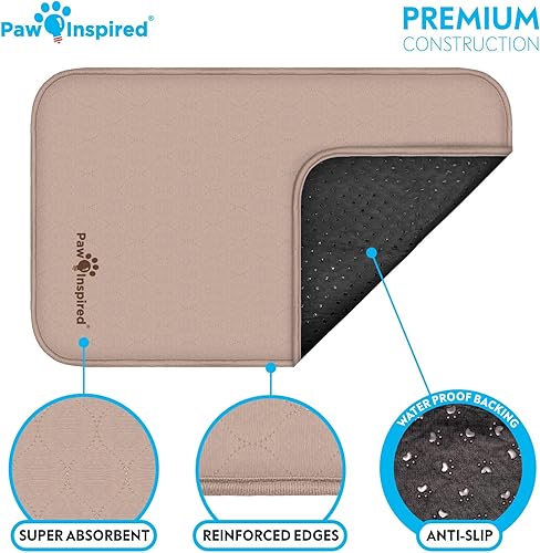 Vista 4 de Paw Inspired Forros lavables para jaulas de perros (paquete de 2), a prueba de fugas, almohadillas antideslizantes para perreras de 30 pulgadas