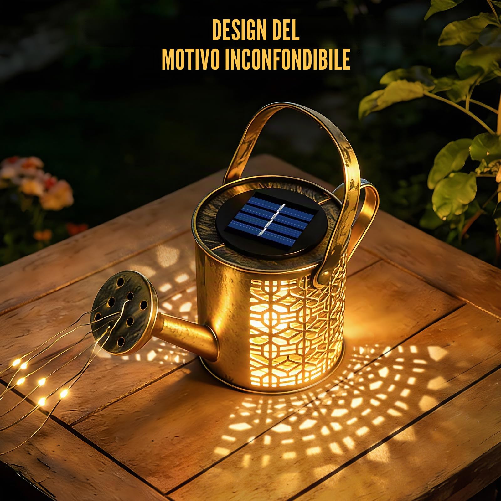 2 Pezzi Lampade Solari Giardino, Catena Luminosa Annaffiatoio (2 Supporti) | Impermeabile Luci da Esterno Giardino Solari, Automatici Illuminazione Luci Solare Esterno per patio, vaso di fiori e prati