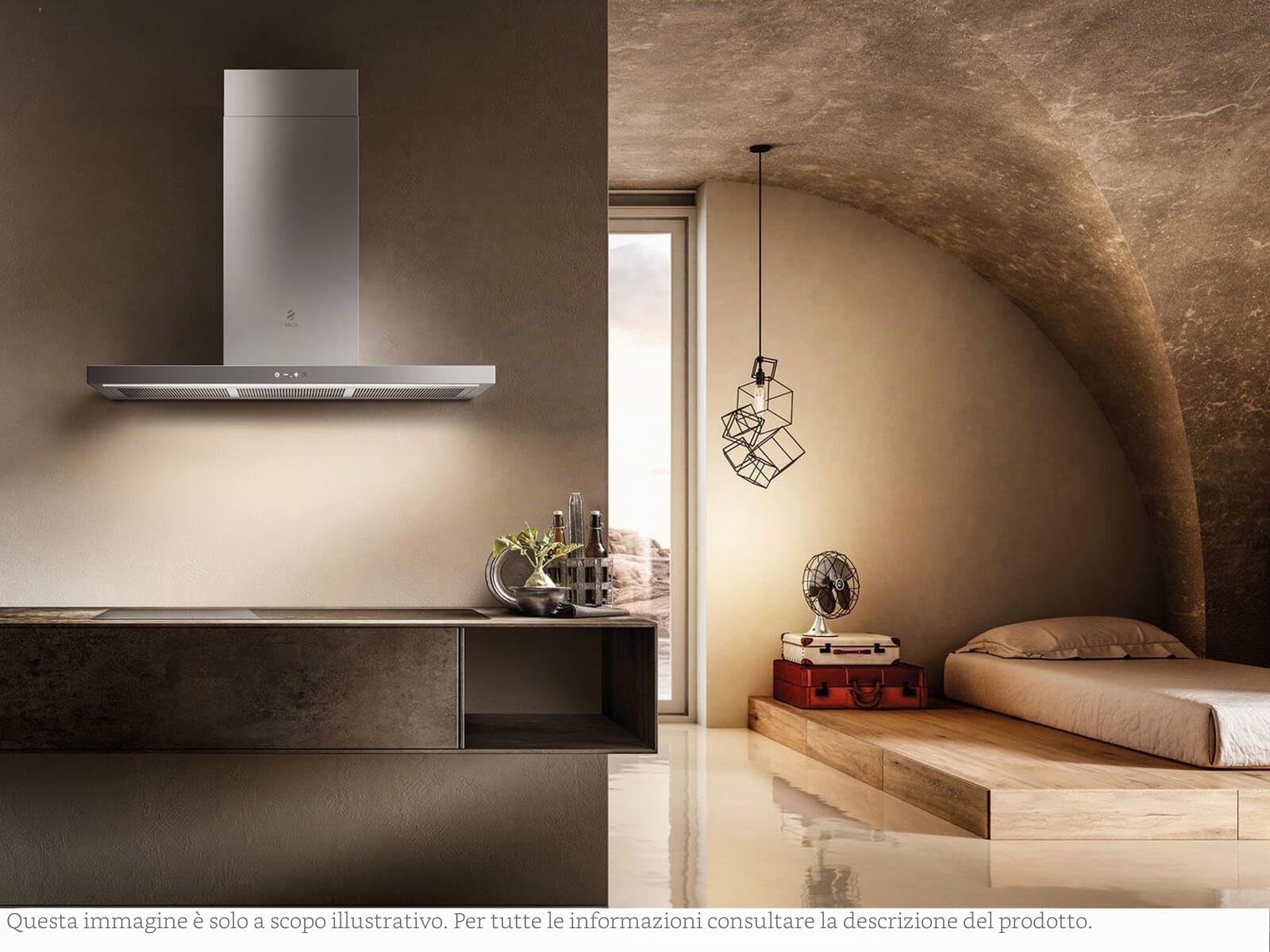 Elica Cappa aspirante sottile 120 120 cm in acciaio inox per ventilazione canalizzata/ricircolo
