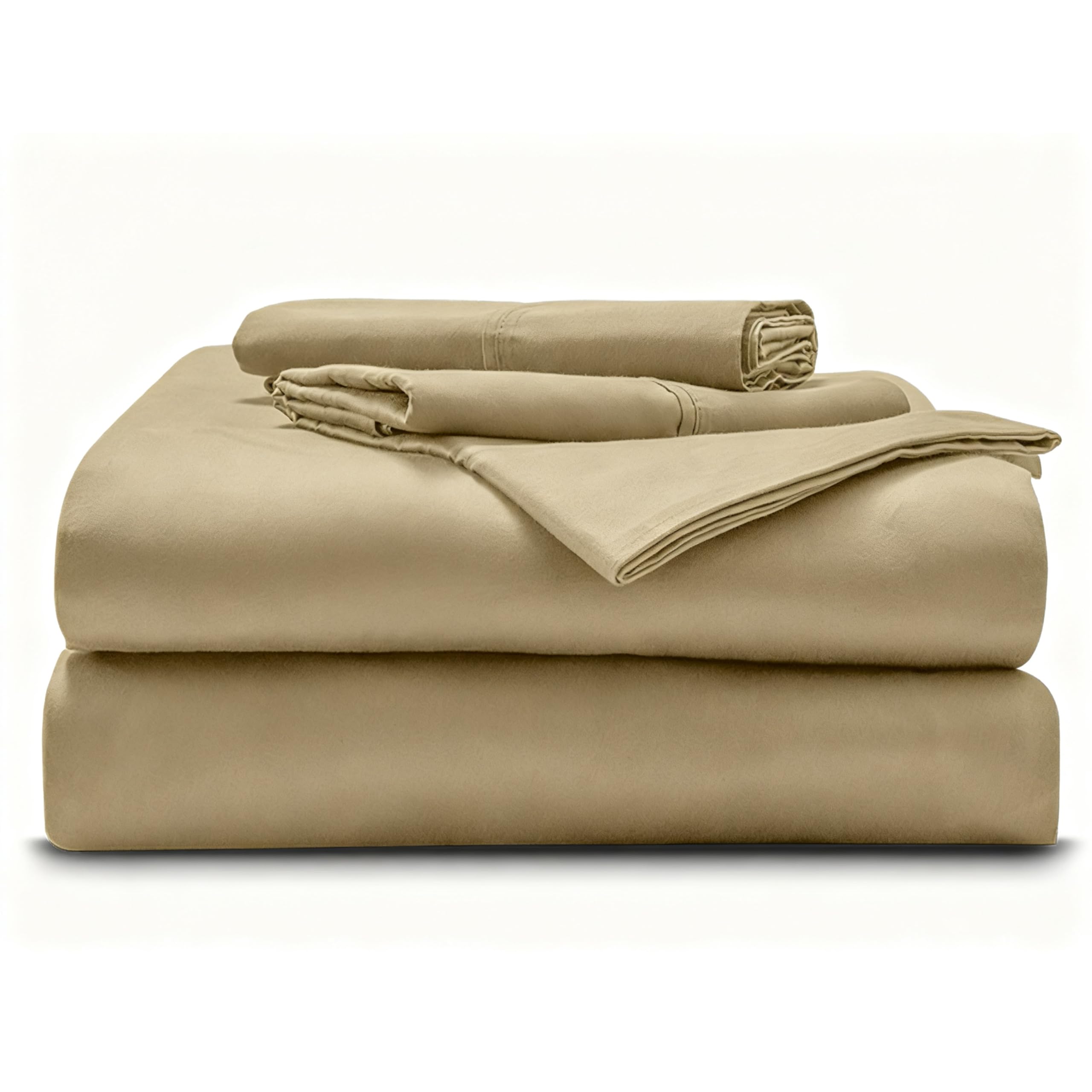 Texas King - 80" x 98" Size Luxury 600 Thread-Count 100% Egyptian Long Staple Cotton Sheets Set Sheet Set Soft &amp; Silky Sateen Weave 40 Inch Deep-Pockets - Texas King, Taupe
