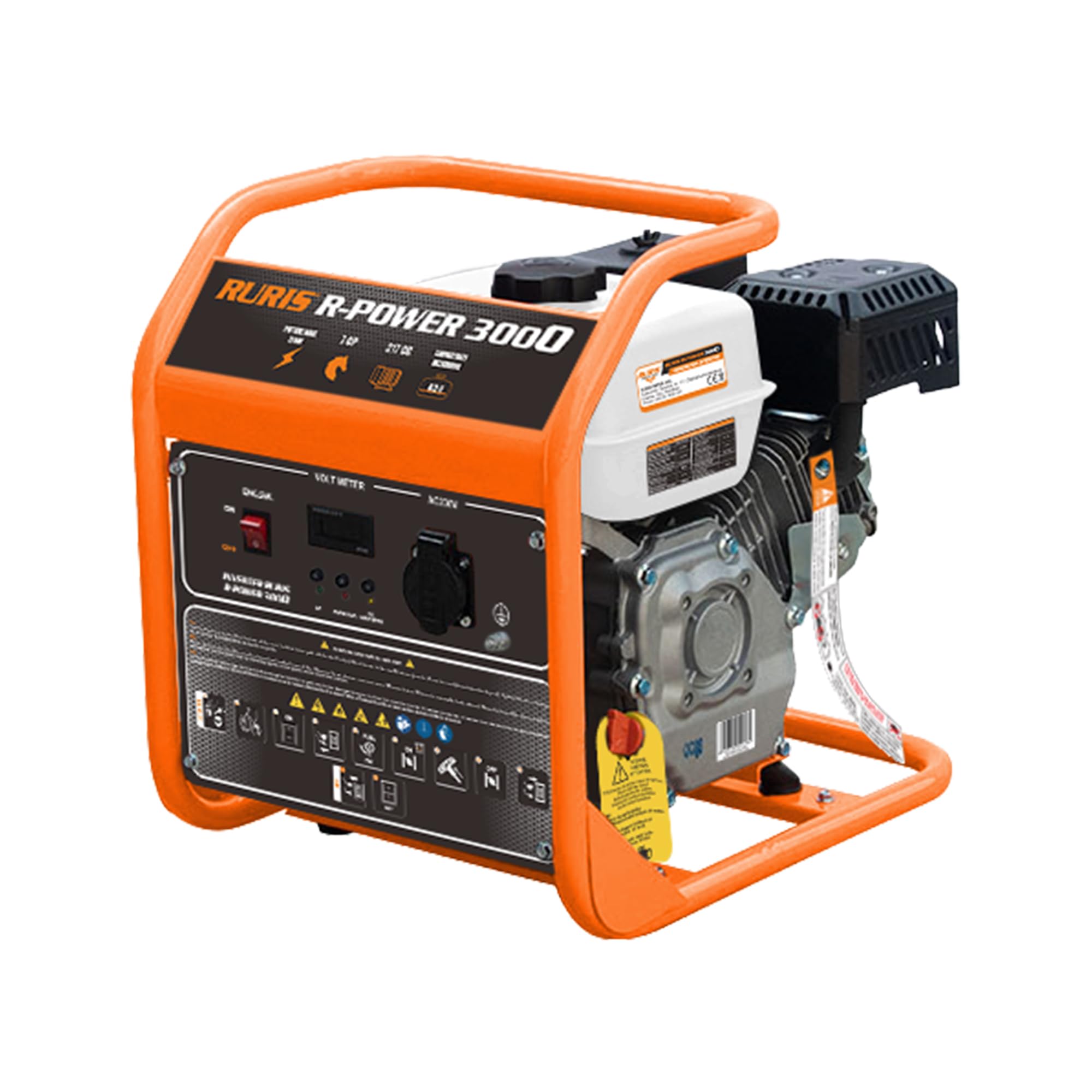RURIS R-Power 3000 Generador Inverter Gasolina 3000W Motor 4 Tiempos 7 CV 212 cc Onda Sinusoidal Puro Bobinado Cobre Ultracompacto 22,3 kg Camping Rescate