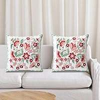 Vista 2 de Juego de 2 fundas de almohada decorativas bordadas para sofá, fundas cuadradas para cojines, para dormitorio, sofá, decoración rústica de granja, 18