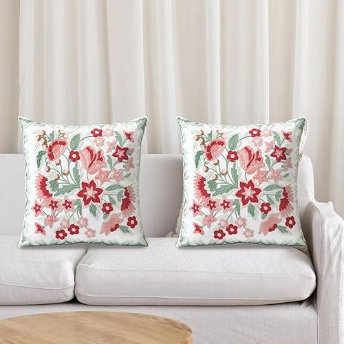 Miniatura 2 de Juego de 2 fundas de almohada decorativas bordadas para sofá, fundas cuadradas para cojines, para dormitorio, sofá, decoración rústica de granja, 18