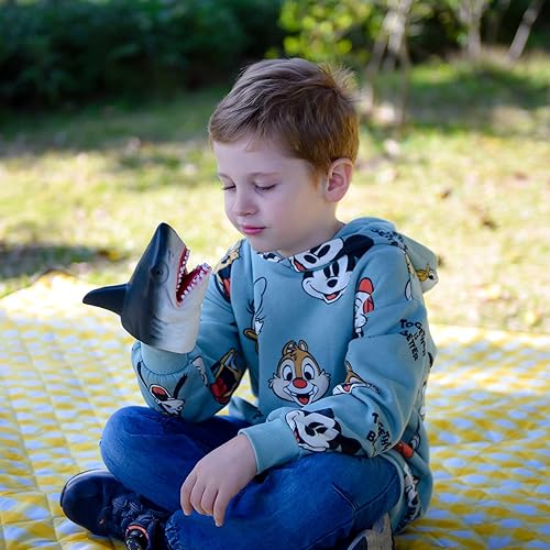 Miniatura 2 de Gemini&Genius Marioneta de mano de tiburón para niños, piscina, playa, juguetes de baño de goma suave, realista, gran tiburón blanco, juego de rol,