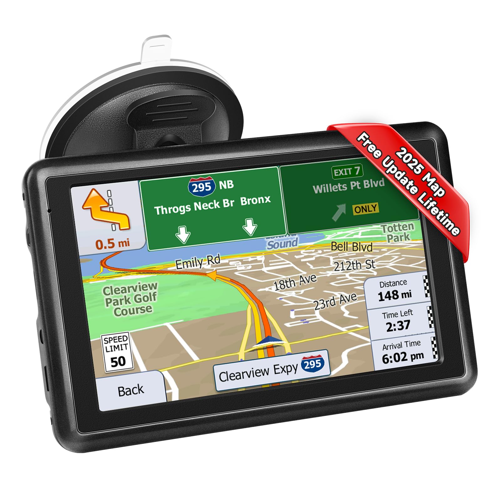 5 inch GPS Navigator Sat Nav for Car, Truck, with UK Europe Maps, Lifetime Free Updates, Support Postcode Search and Voice Guidance - 1