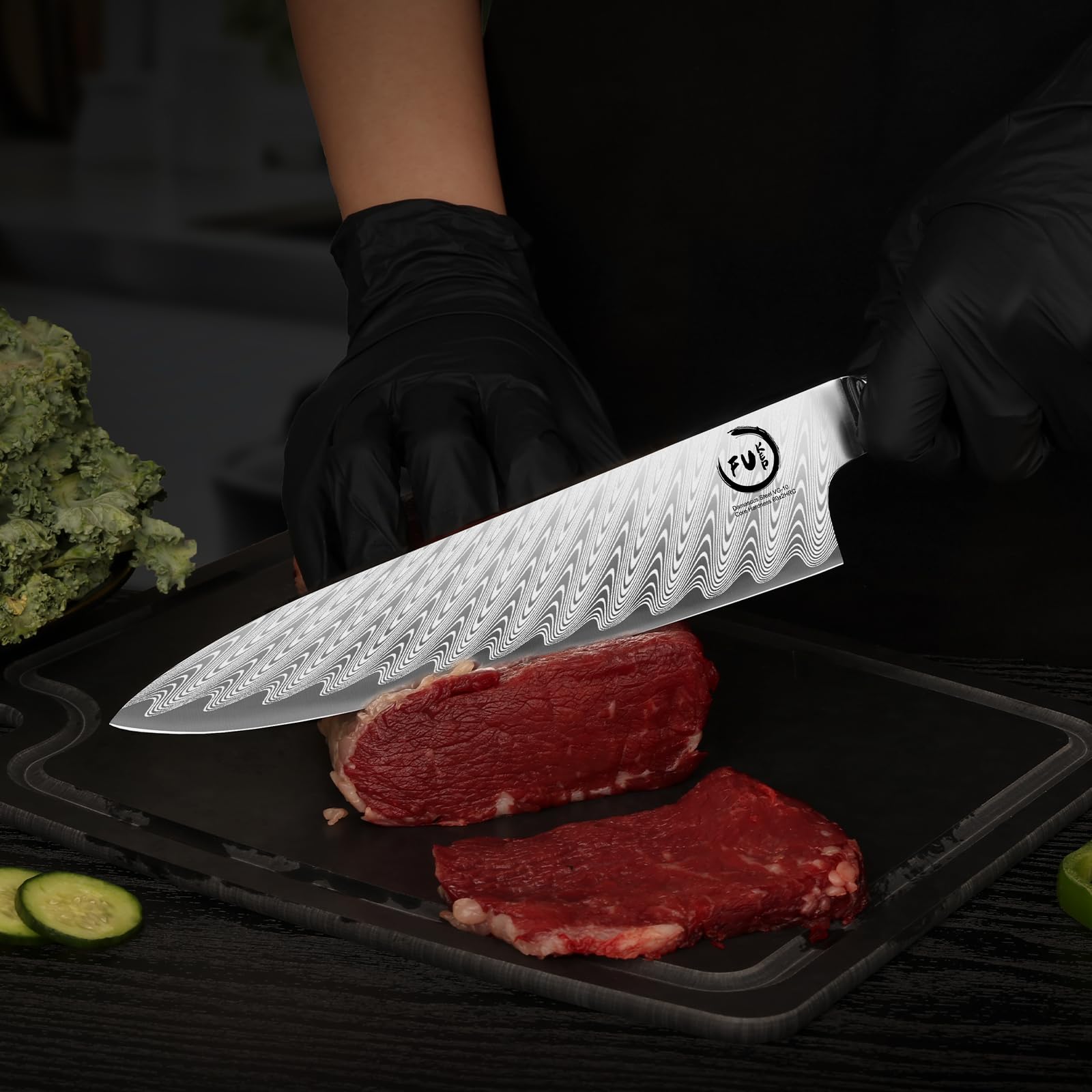 Damascus Chef Knife 8 Inch, Japanese Kitchen Knife with VG10 Steel — Amazon image 9