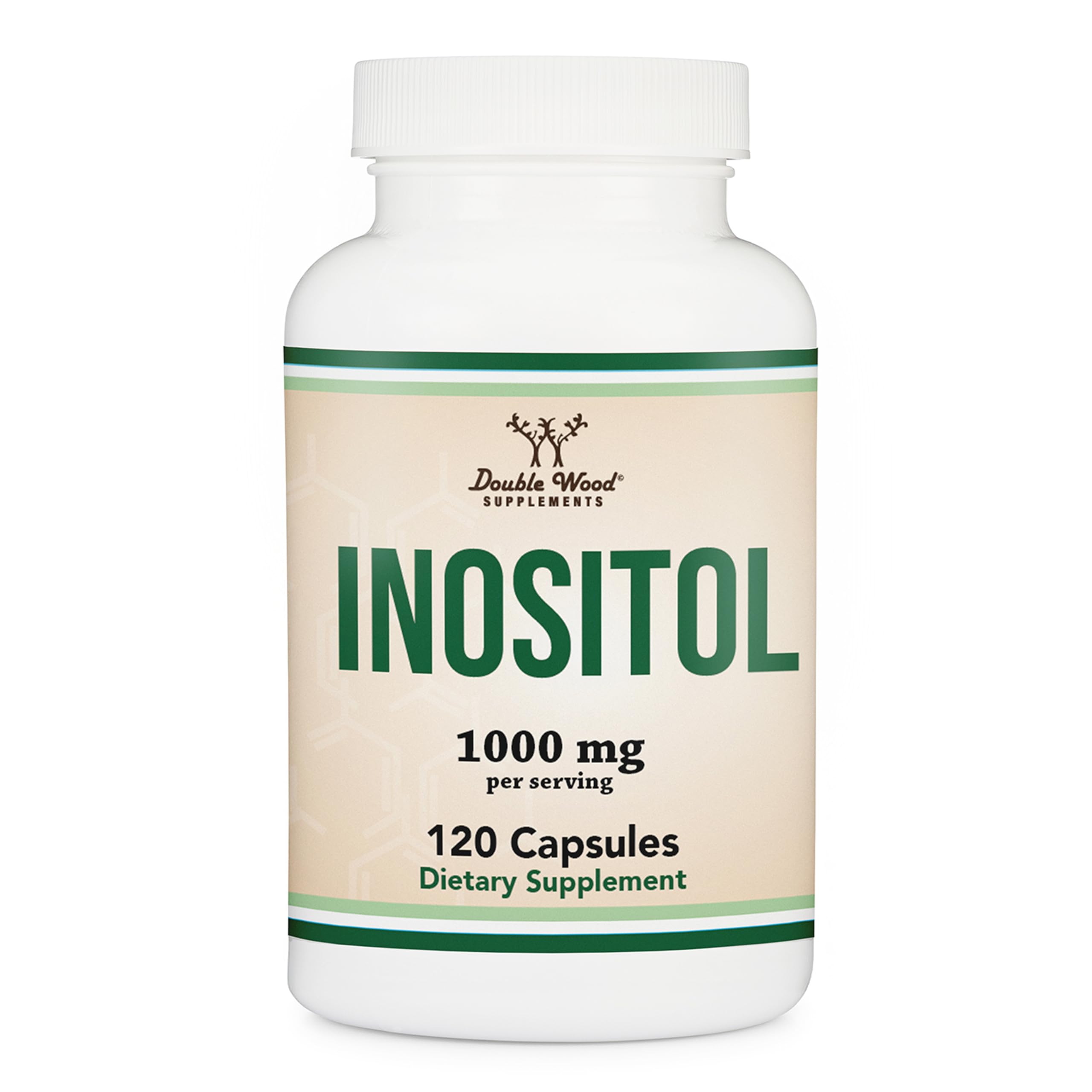 Inositol Capsules (Myo Inositol) 1000mg Health Support for Women 120 Count (No Fillers, Vegan Safe, Gluten Free) by Double Wood 120 Count (Pack of 1)