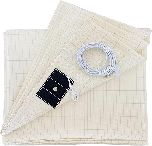 Hoja de tierra con fibra plateada y algodón orgánico, conductora con cable de conexión a tierra, mantiene un buen sueño, salud natural (27 x 52