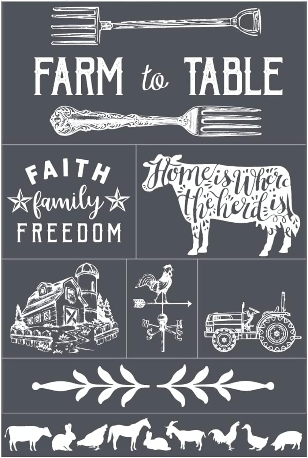 A Maker's Studio - Reusable Adhesive Mesh Stencil Sheet - Great for DIY Arts and Crafts - Suitable for Paints and Inks - Rustic Farm Pattern (12 x 18 Inches)