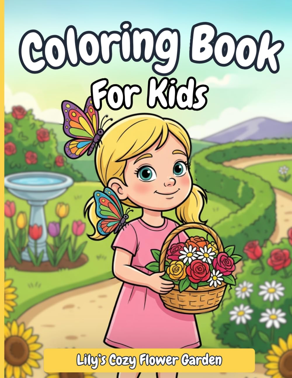 Lily’s Cozy Flower Garden: A Cozy Flower Coloring Book for Kids with Garden Flowers, Butterflies, and Peaceful Nature Scenes