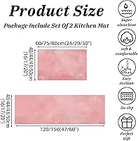 Vista 2 de Simple Solid Color Kitchen Mat Set of 2 Pcs, Non Slip Kitchen Rug Blush Powder, Retro Grunge Rock Style Washable Absorbent Floor Mat Runner Rug