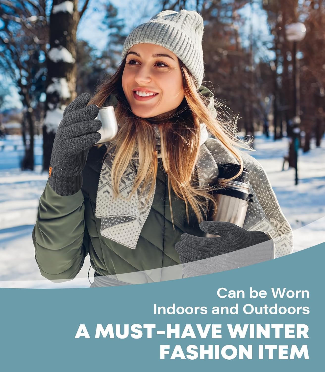 Winter Gloves for Men Women-Warm TouchScreen Cold Weather Gloves,Wool Knit Thermal Adults Gloves for Driving Texting - Image 5