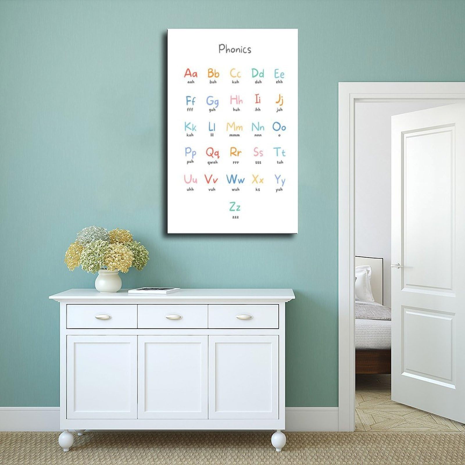 Tableau orthographique ABC Alphabet - Décoration éducative et éducative pour chambre d'enfant - Décoration de chambre à coucher, bureau, chambre à coucher, cadeau - 40,6 x 61 cm (L x l)