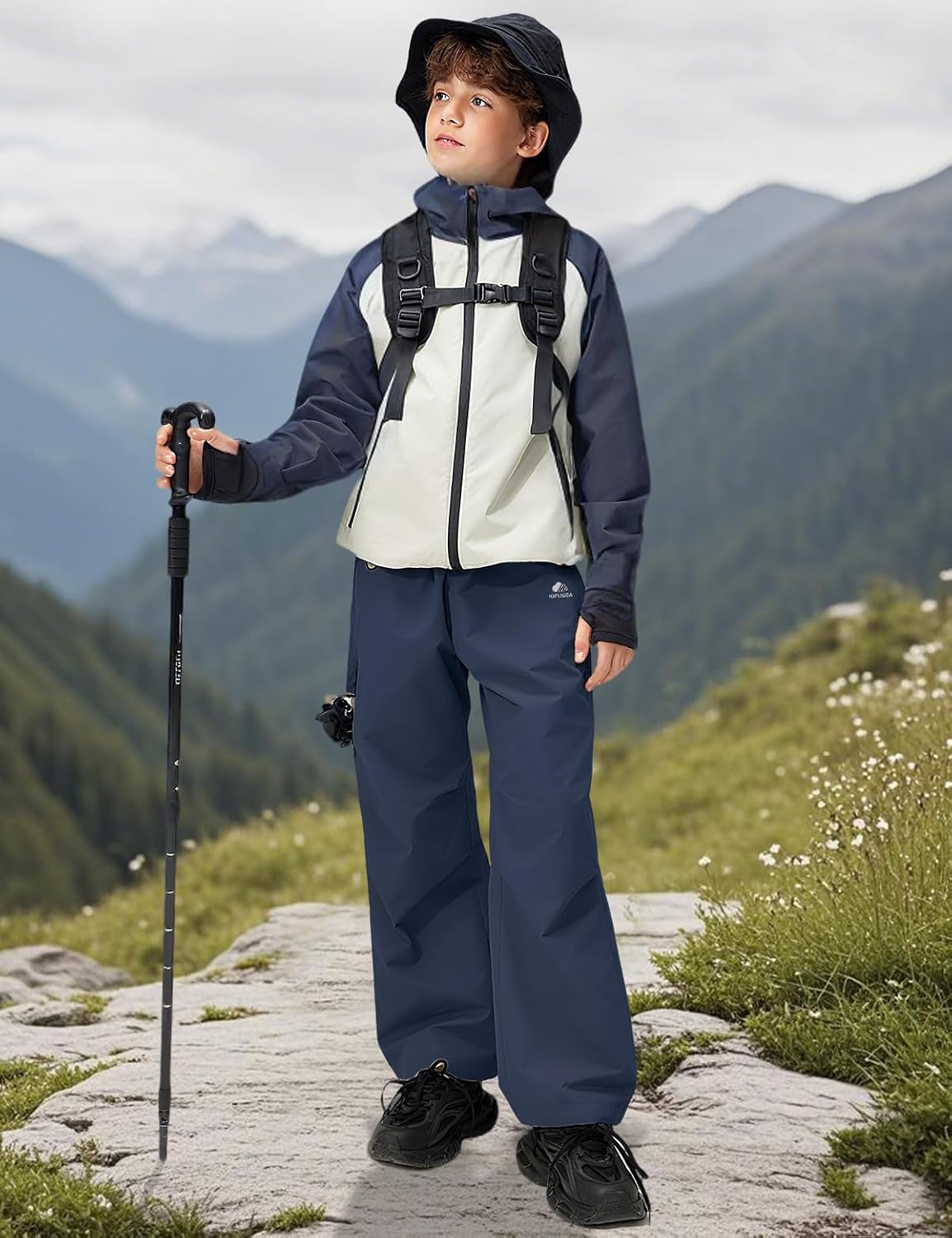 Kids Cargo Pants Waterproof Boys Hiking Outdoor Camping Pants Quick Dry UPF 50+ Toddler Youth Uniform Pants - Image 3